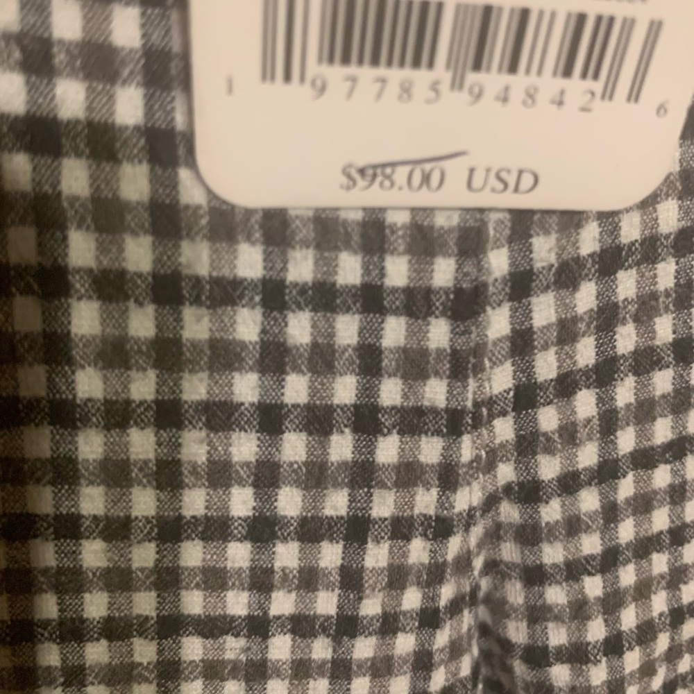 Free People Black and White Checkered Fabric
